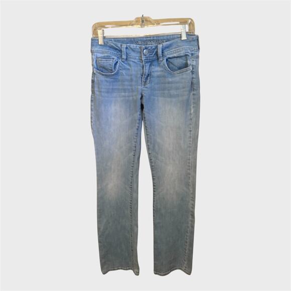 Women’s American Eagle Kick Boot Stretch Jeans 4 Long Light Wash Denim - Picture 1 of 5